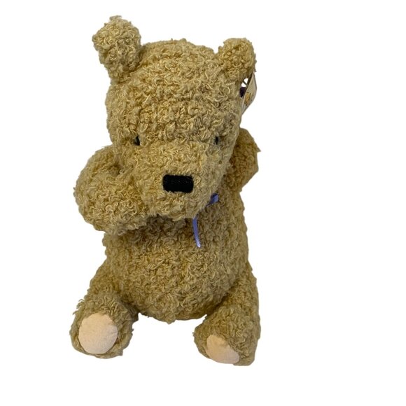 Vintage Classic Pooh By Gund Plush Teddy Bear With Purple Flower Accessory - Picture 1 of 9